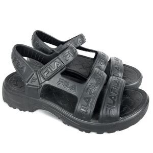 FILA Unisex Logo Sandal Black Lightweight Size (8)Women (7)Men